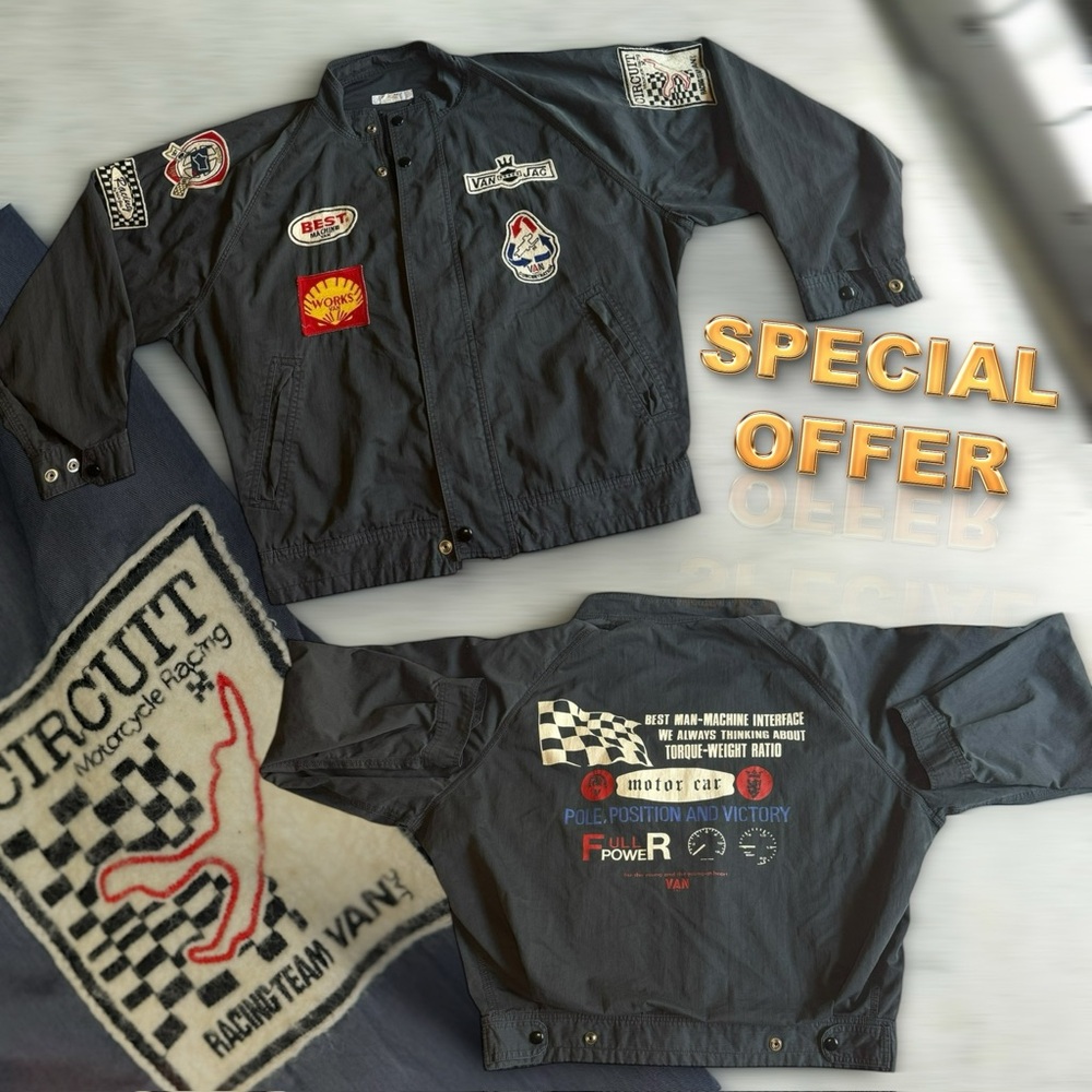 🏁 Vintage Racing Patch Jacket with Embroidered Logos – Rare Collectible